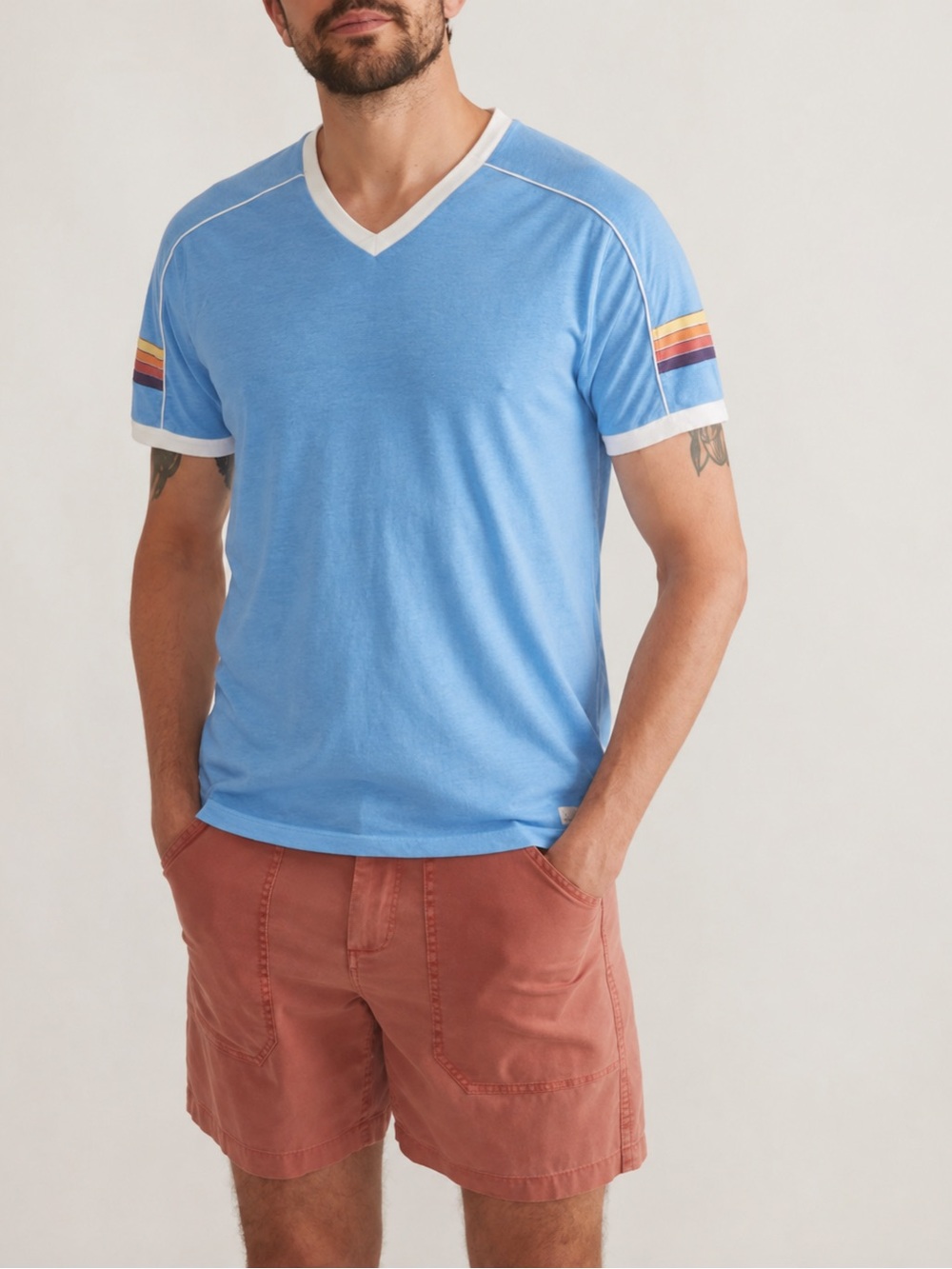 Marine Layer Varsity V Neck Tee | Marina Blue